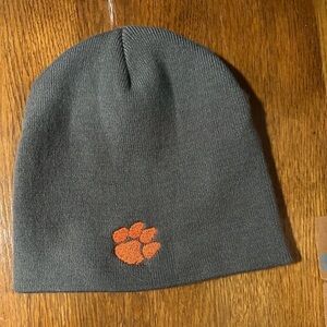 Clemson Tigers Knit Beanie Gray with Orange Tiger Paw Logo One size Unisex